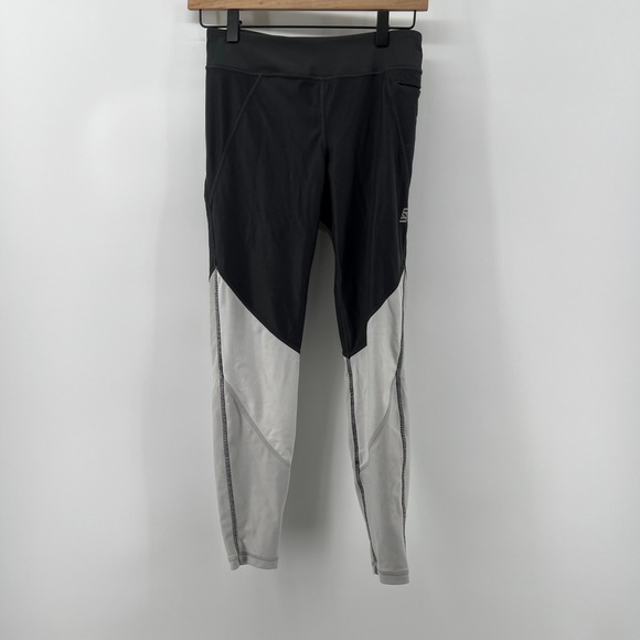 Second Skin Women S Mid-Rise Compression 25" Ankle Leggings Tights‎ Gray White - Picture 1 of 5